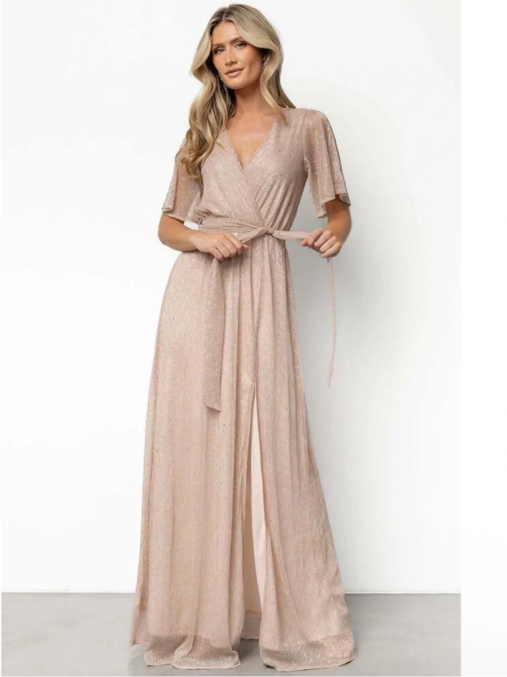 Baltic Born Grace Sparkle Gown Champagne Sequin Maxi Dress XXXL
